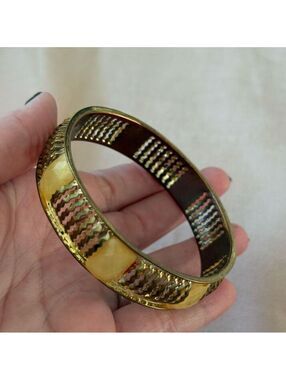 Vintage Style Gold Tone Yellow Statement Bangle